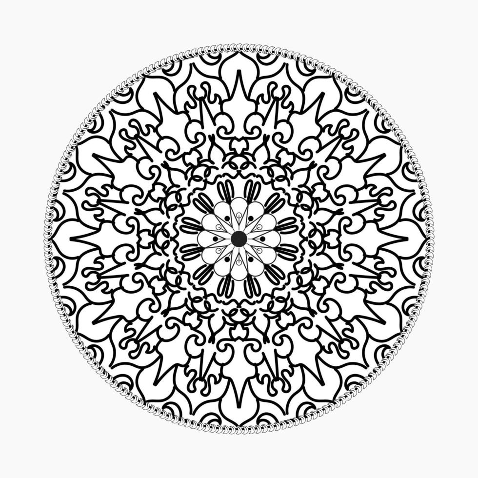 padrão circular em forma de mandala com flor para decoração de tatuagem de mandala de henna vetor