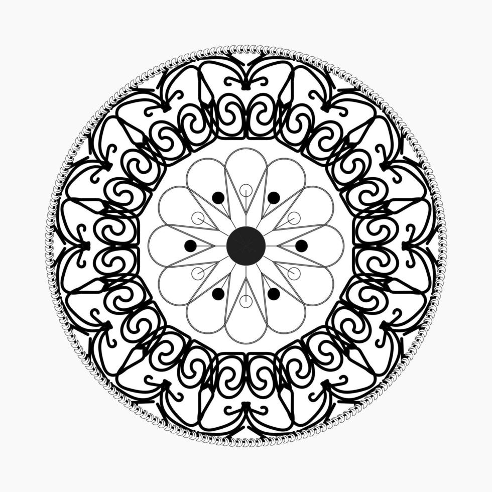 padrão circular em forma de mandala com flor para decoração de tatuagem de mandala de henna vetor