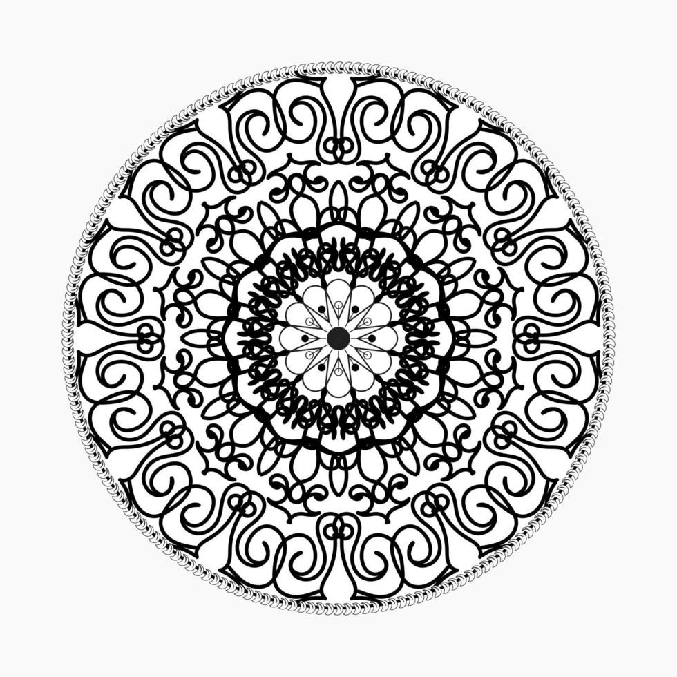 padrão circular em forma de mandala com flor para decoração de tatuagem de mandala de henna vetor