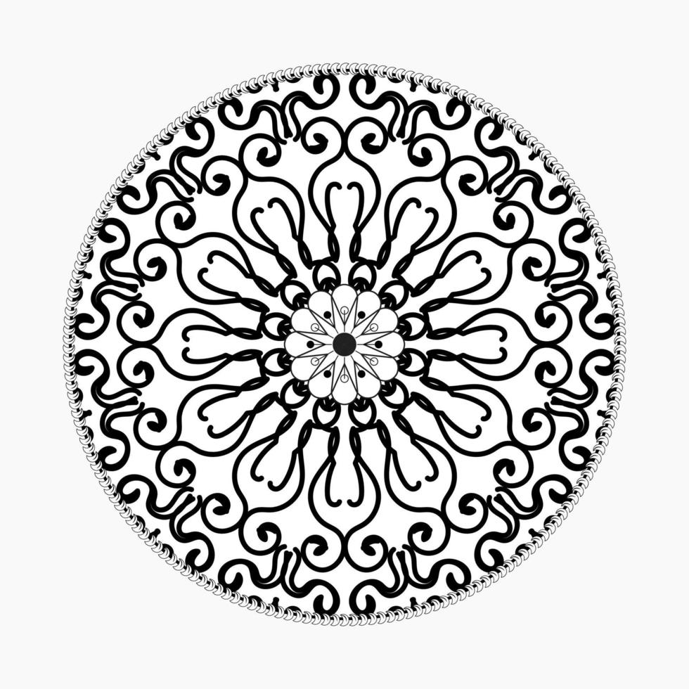 padrão circular em forma de mandala com flor para decoração de tatuagem de mandala de henna vetor