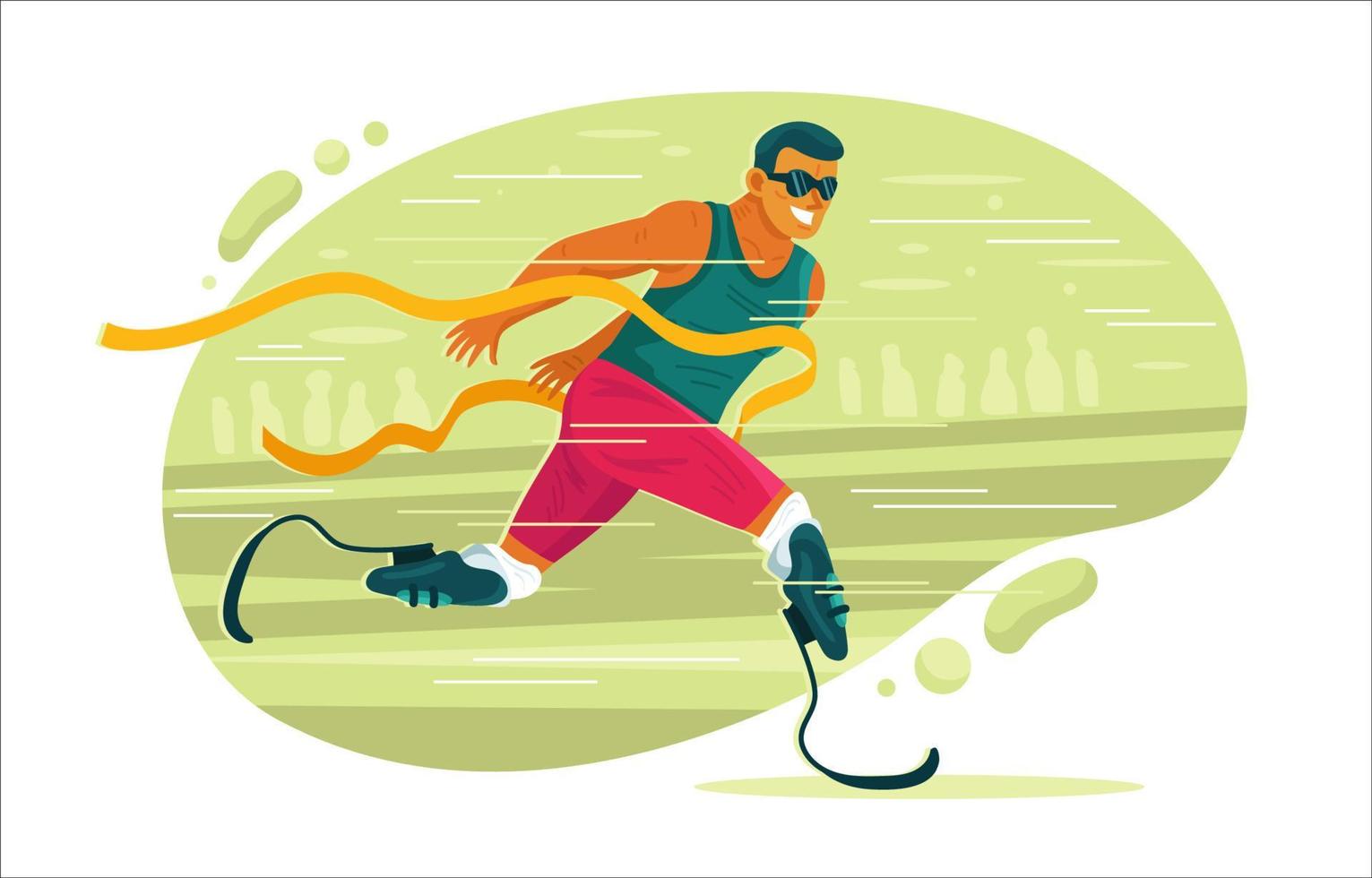 atleta com deficiência correndo em evento paraolímpico vetor