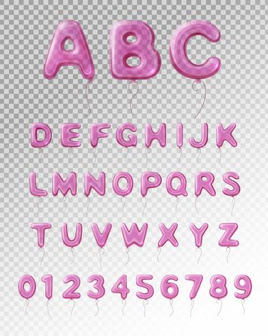 Composição transparente realista de alfabeto de balão vetor