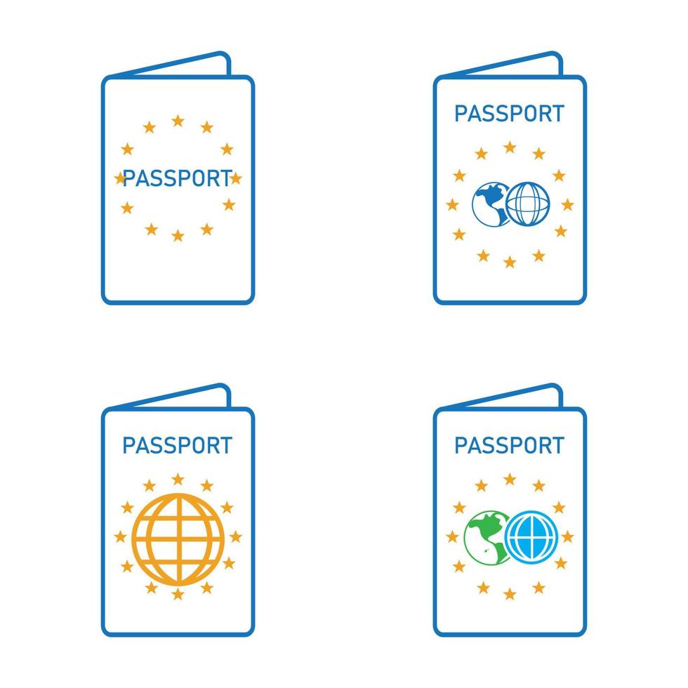 ícone de vetor de passaporte internacional - viagem, embarque, aeroporto, ilustração vetorial de documento