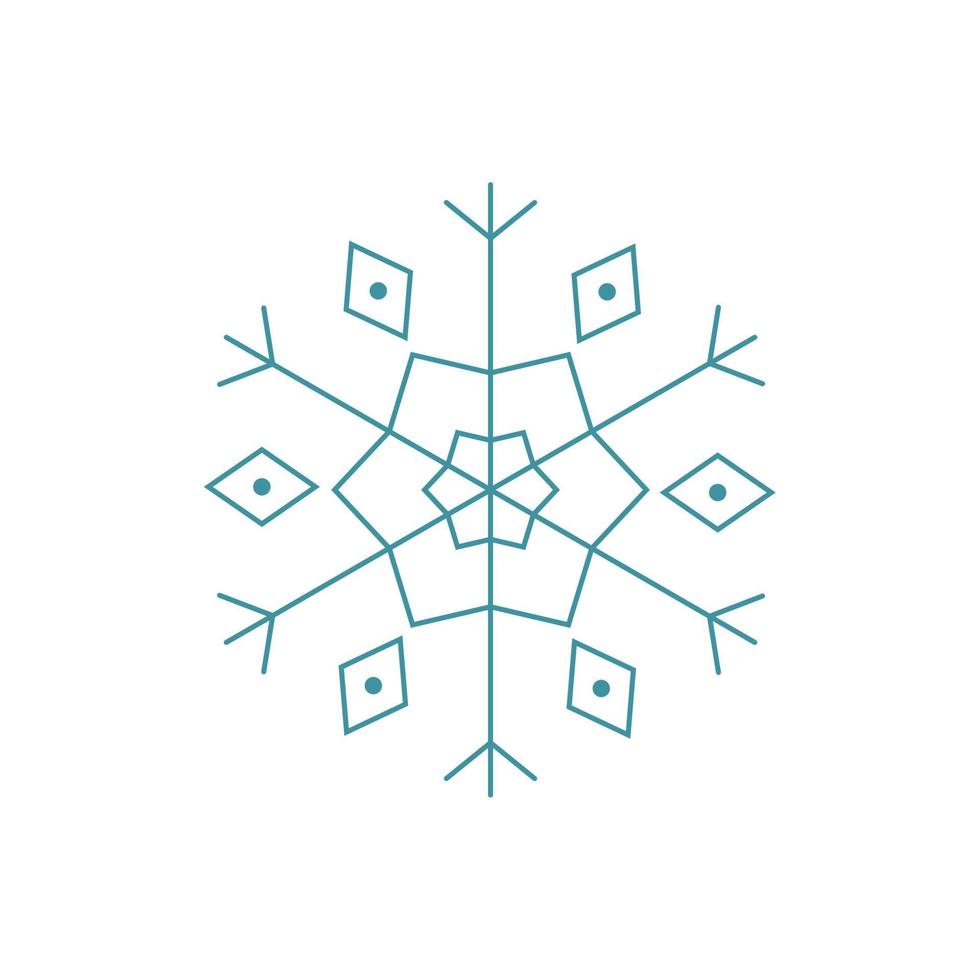 floco de neve azul. ícone de design de logotipo. símbolo de inverno de cristal de gelo. modelo para design de inverno. vetor