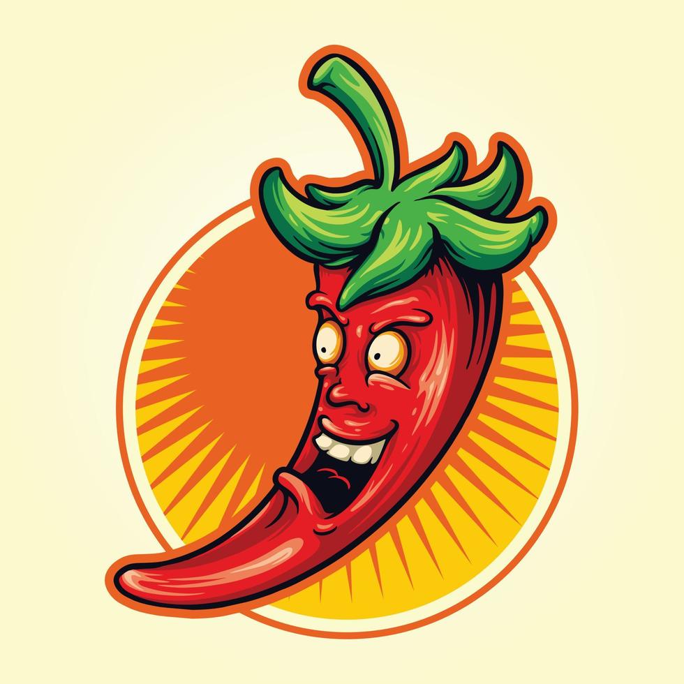 ilustrações do logotipo do mascote com sabor de pimentão vermelho vetor