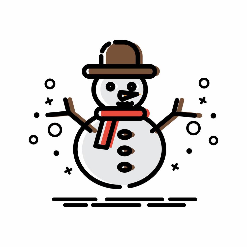 estilo colorido do ícone do boneco de neve vetor