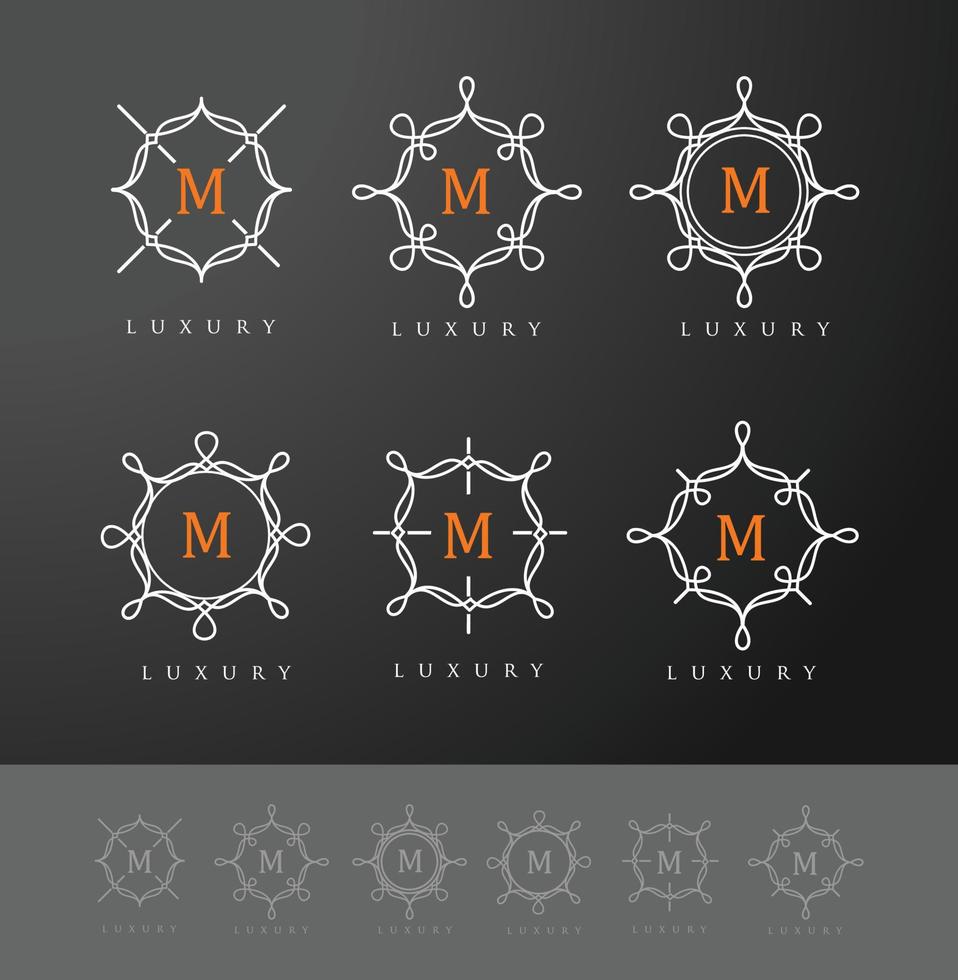 ícones de letras de luxo com design de monograma vetor