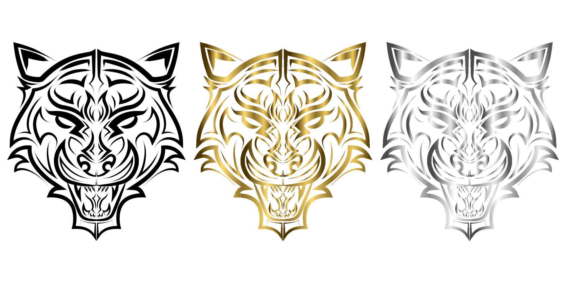 arte em linha da cabeça do tigre. bom uso de símbolo, mascote, ícone, avatar, tatuagem, design de camiseta, logotipo ou qualquer design que você quiser. vetor