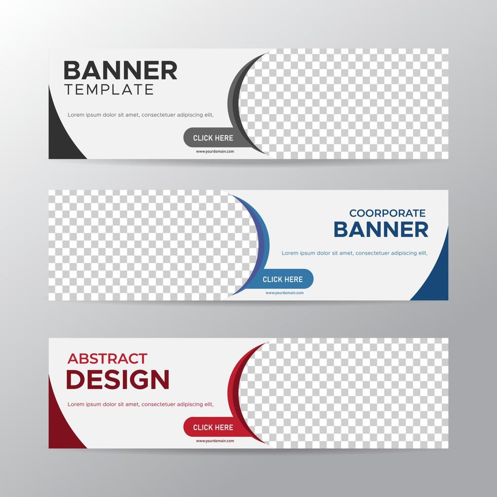 modelo de banners brancos com lugar para foto. anúncios de banners da web abstrata moderna. desenho vetorial vetor