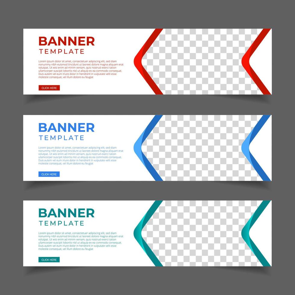 modelo de banners corporativos com lugar para foto. anúncios de banners da web abstrata moderna. desenho vetorial vetor