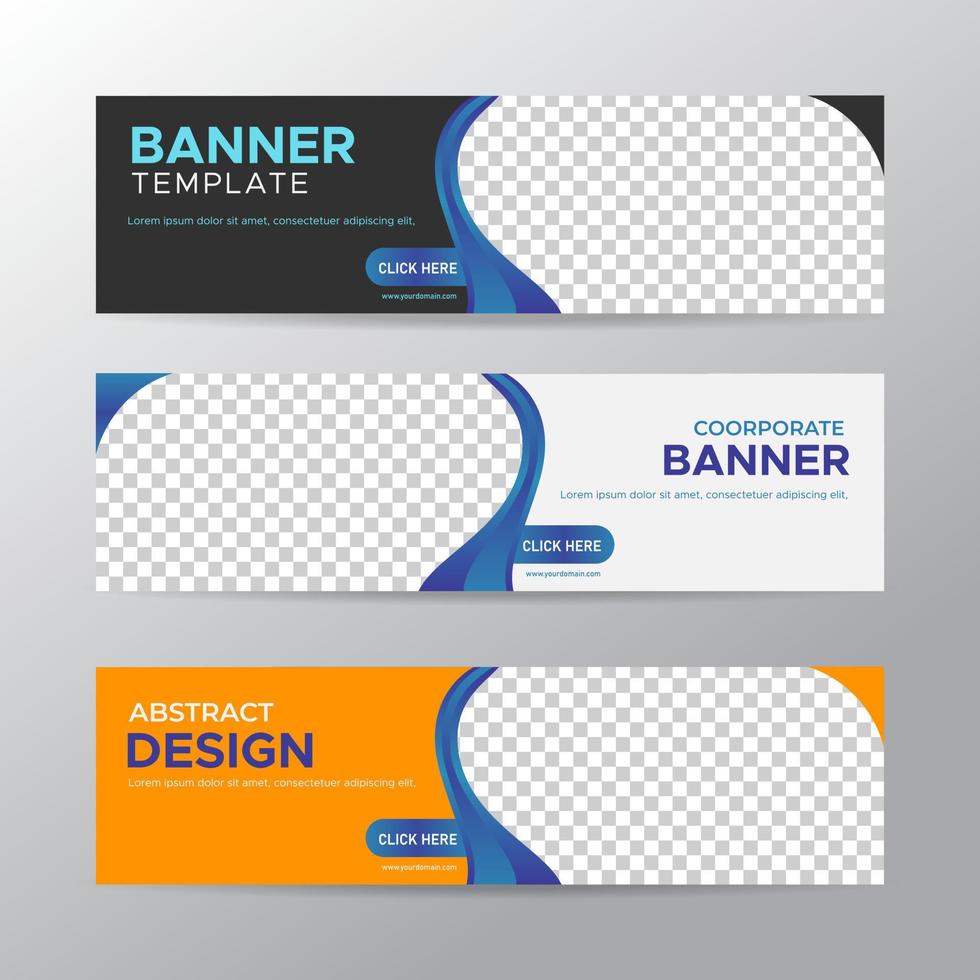 modelo de banners brancos com lugar para foto. anúncios de banners da web abstrata moderna. desenho vetorial vetor