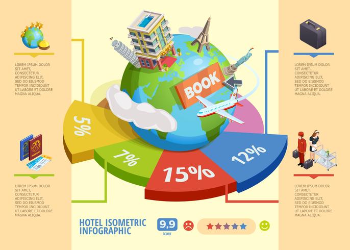 Infografia isométrica do hotel vetor