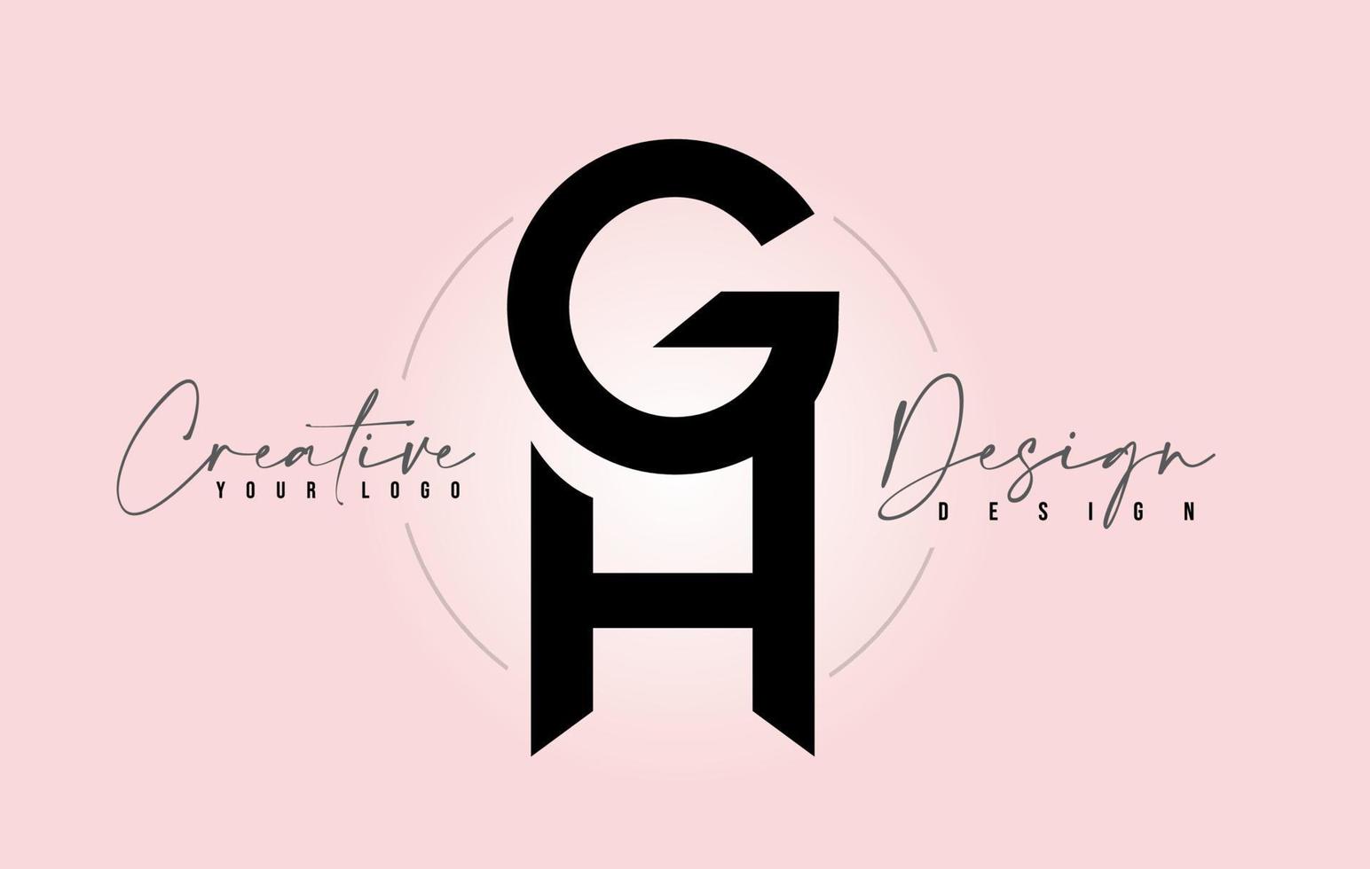 logotipo do ícone de design de letra gh com letras, uma em cima da outra, vetor. vetor