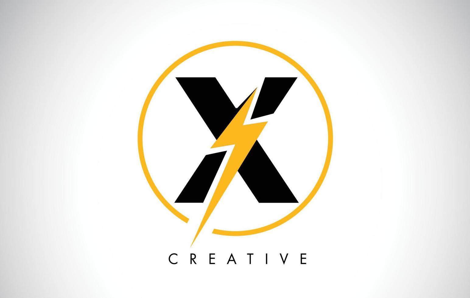 x design de logotipo de carta com relâmpago thunder bolt. logotipo da carta do parafuso elétrico vetor