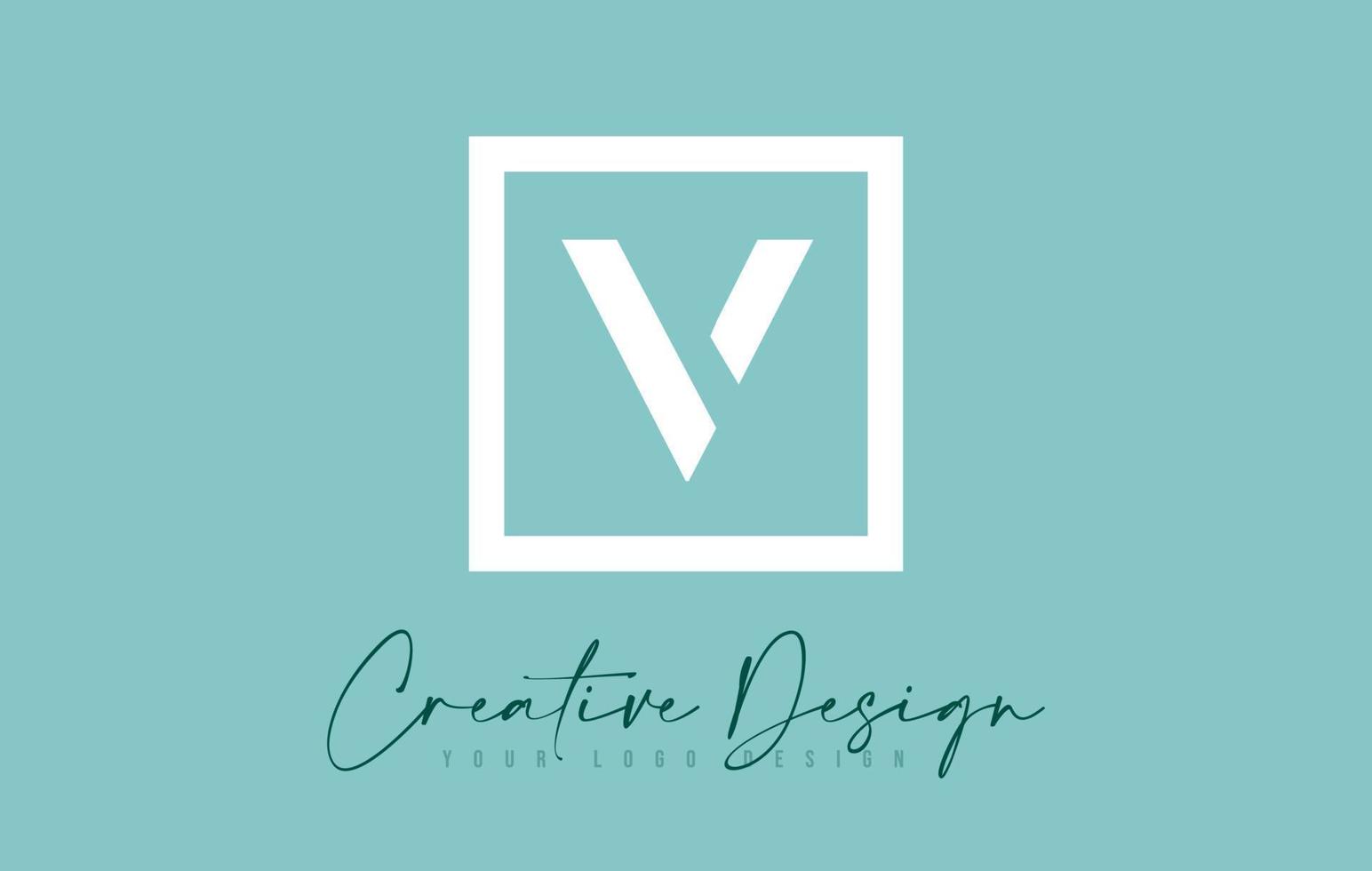 v design do ícone da letra com aparência moderna criativa e fundo verde-azulado. vetor