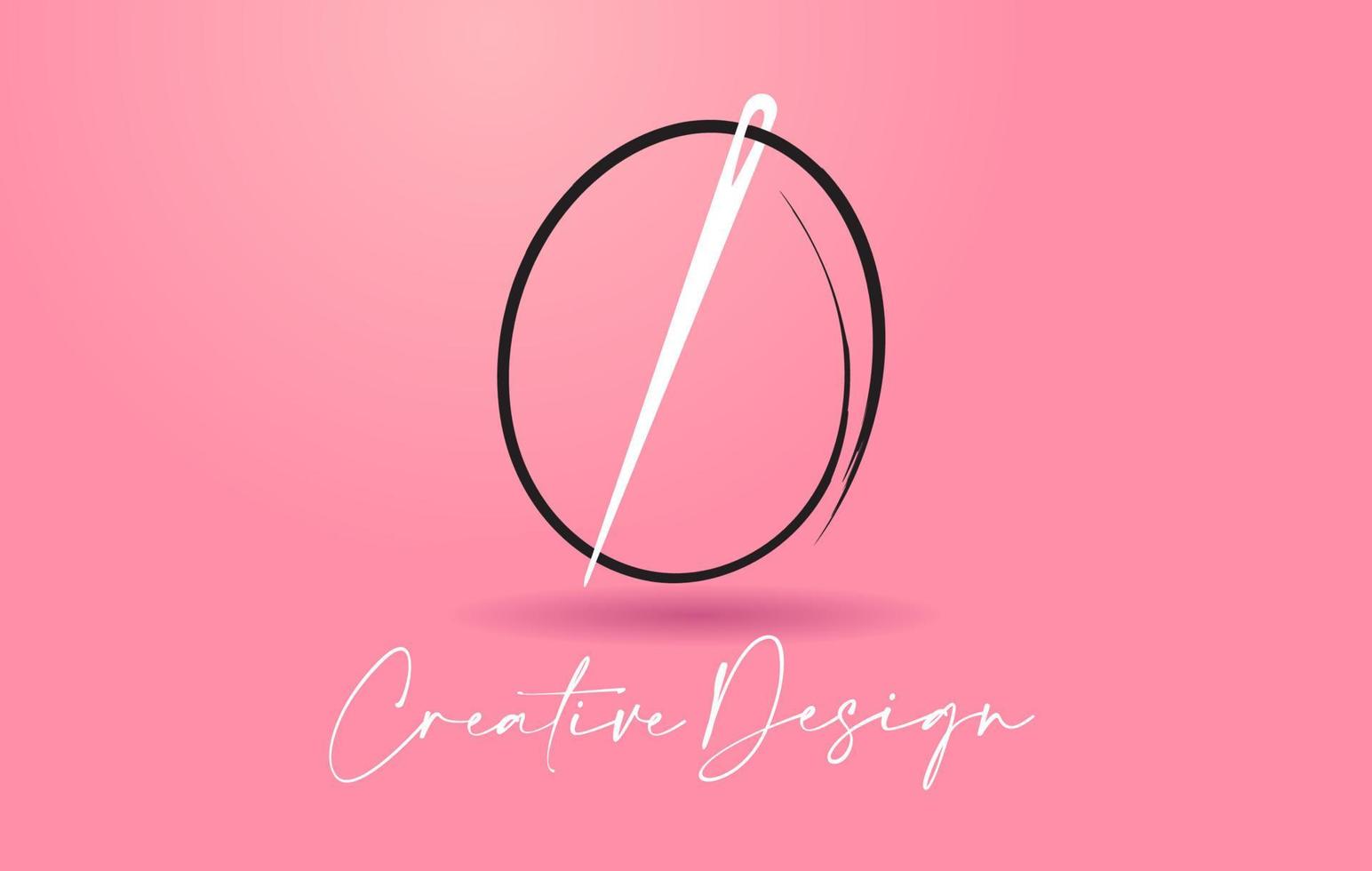 o logotipo da letra com vetor de conceito de design criativo de agulha e linha