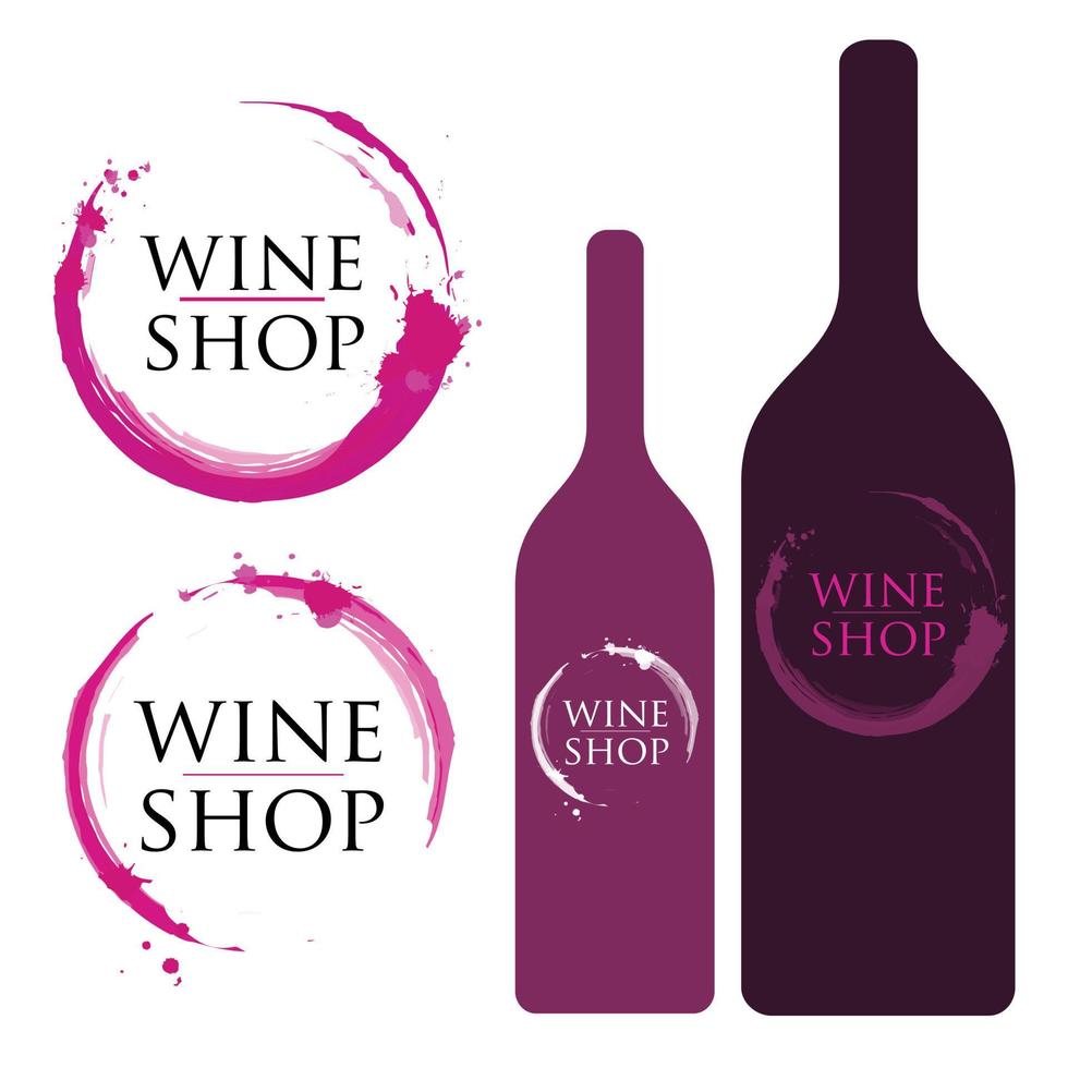 logotipo do vinho com manchas e respingos. vetor