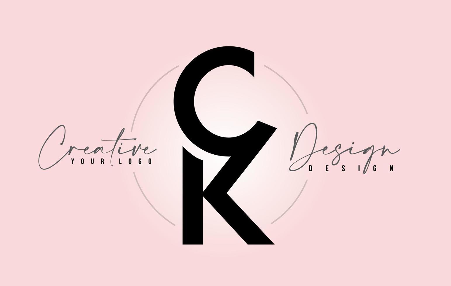 logotipo do ícone do projeto da letra ck com letras, um em cima do outro vetor. vetor