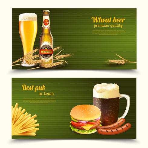 Banners de cerveja realista vetor