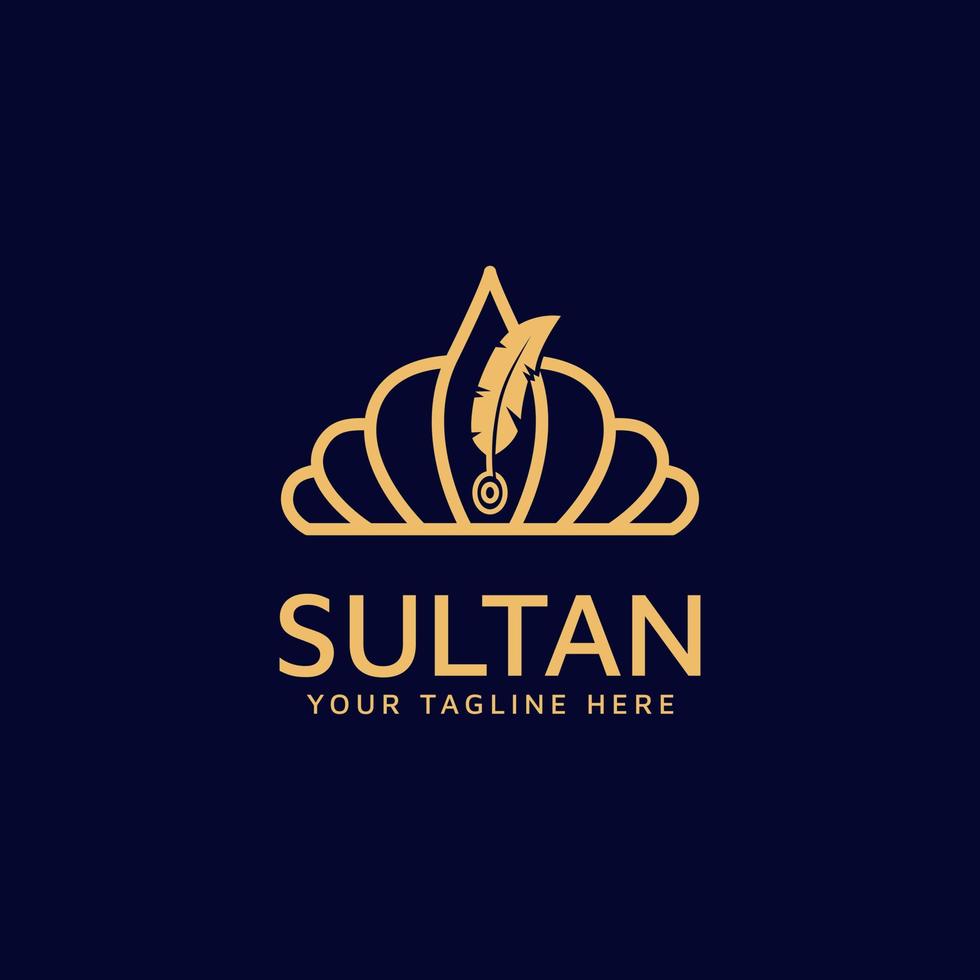 o design do logotipo da coroa do sultão ou guru, um ícone de símbolo real minimalista e luxuoso em ouro vetor