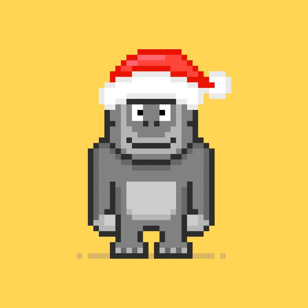 personagem de gorila em estilo pixel art vetor
