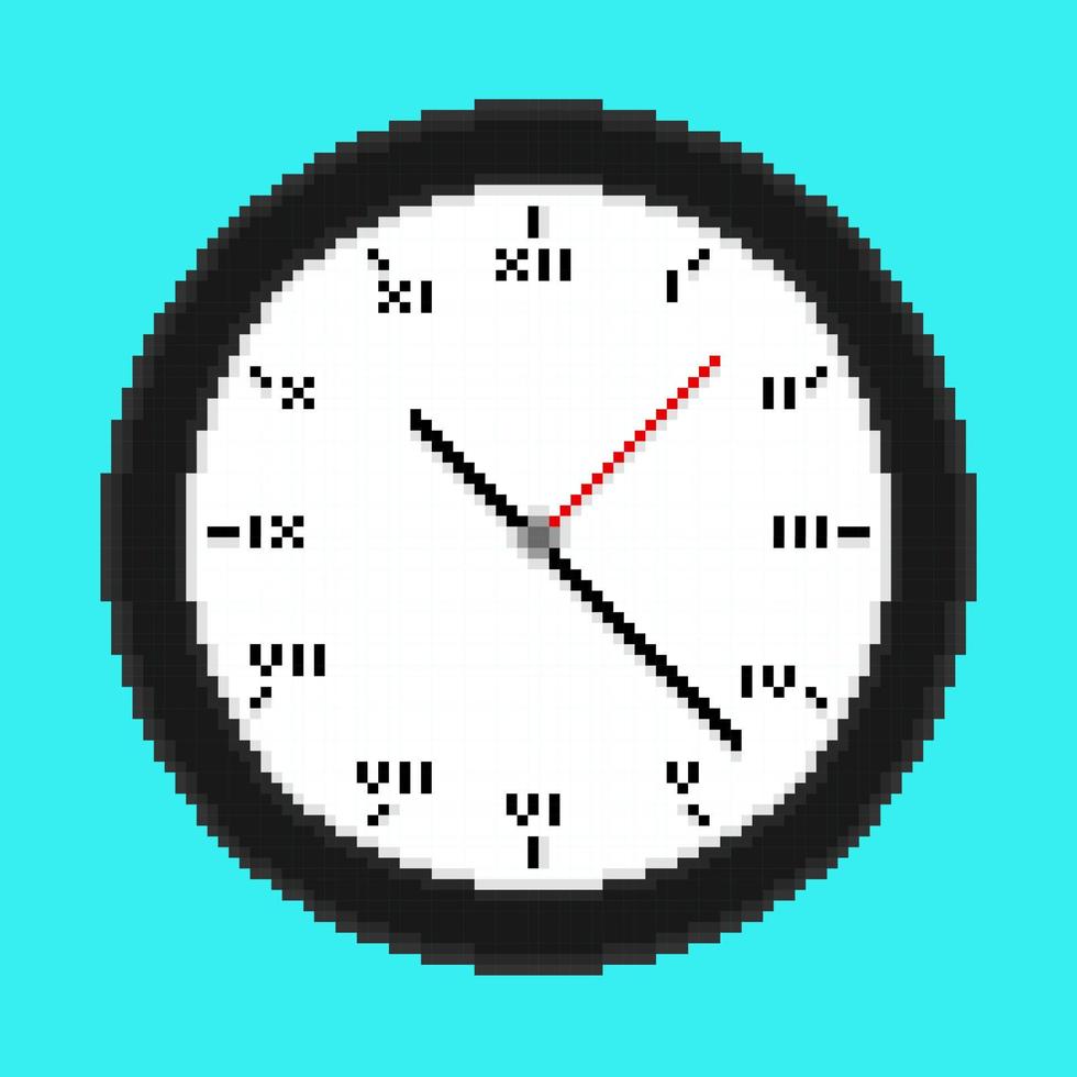 relógio no estilo pixel art vetor