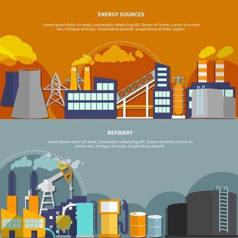 Ilustração com fontes de energia e refinaria vetor