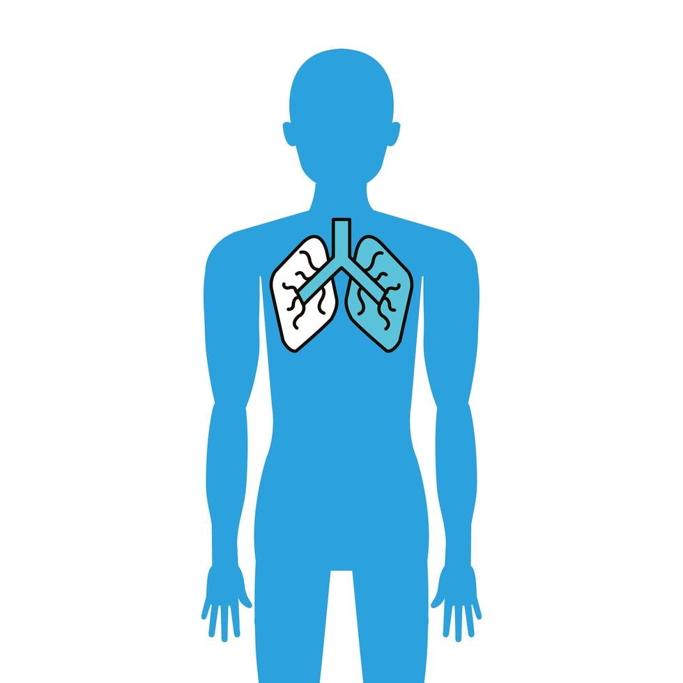 avatar de corpo com ícone de órgão de pulmão isolado vetor