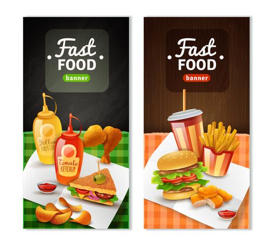 Fast Food 2 conjunto de Banners verticais vetor