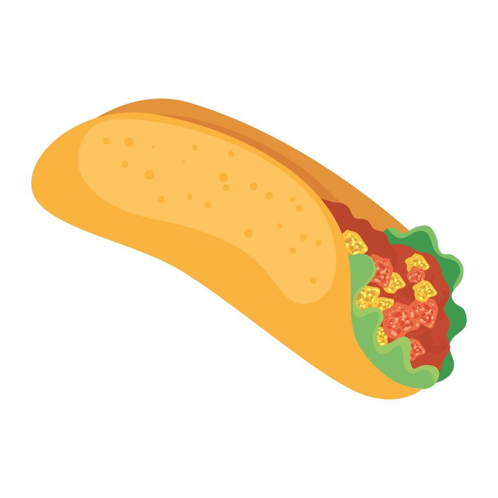 desenho vetorial de burrito mexicano isolado vetor