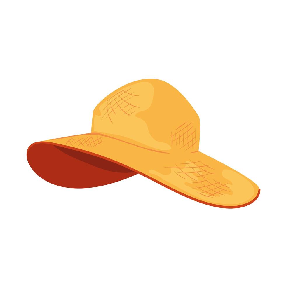 ícone isolado feminino de chapéu de verão vetor