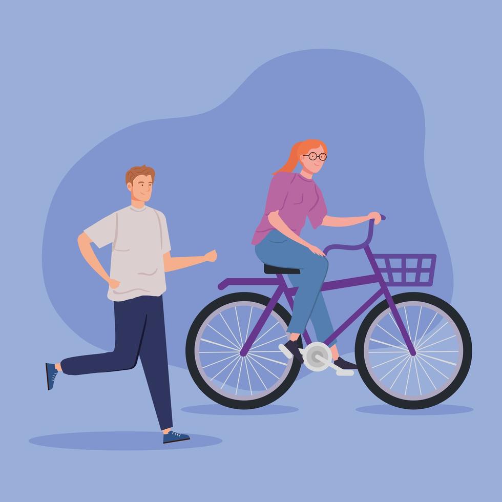 casal com personagem de avatar de bicicleta vetor