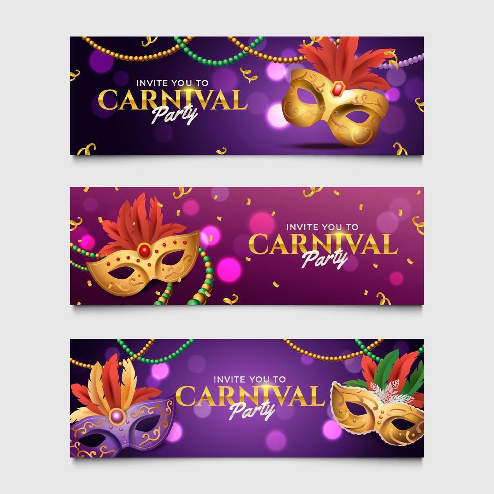 conjunto de banner de festa de carnaval de carnaval vetor