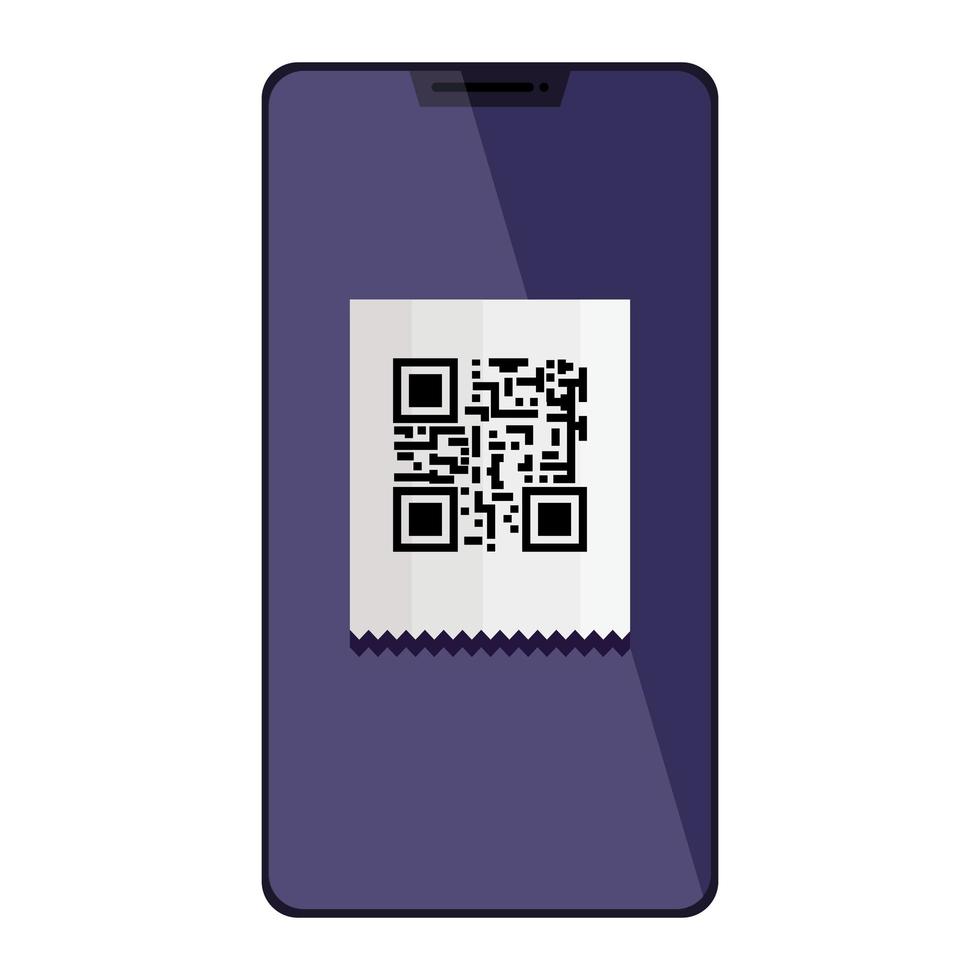 dispositivo smartphone com código de digitalização qr vetor