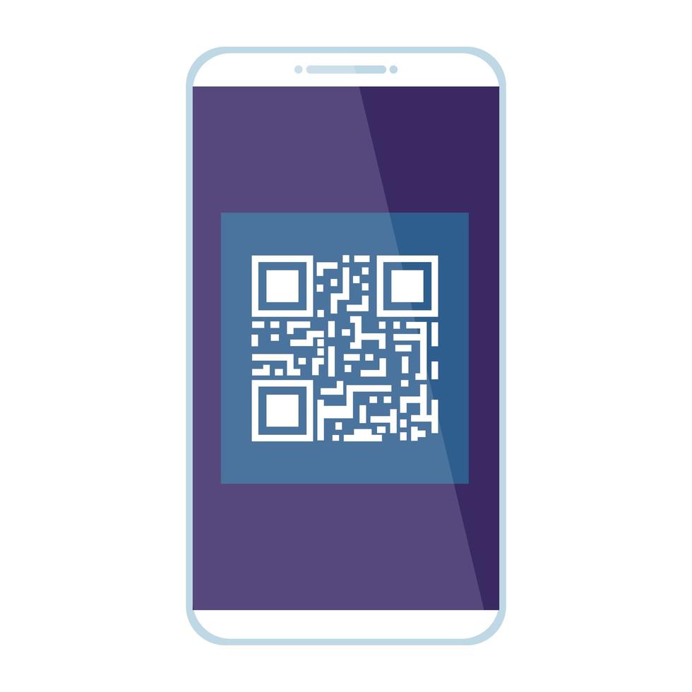 dispositivo smartphone com código de digitalização qr vetor