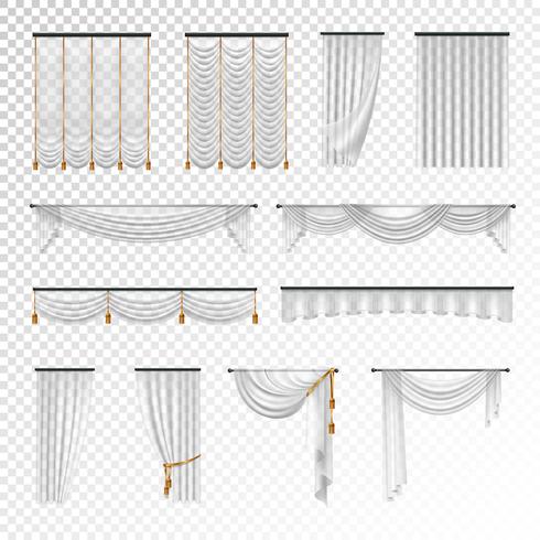 Cortinas Transparentes Draperies Realistic Set Background vetor