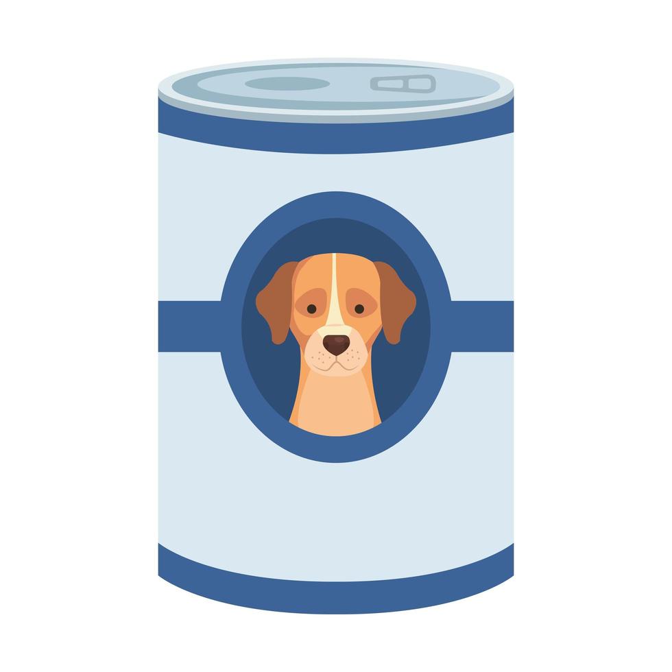 comida para cachorro em ícone isolado de lata vetor
