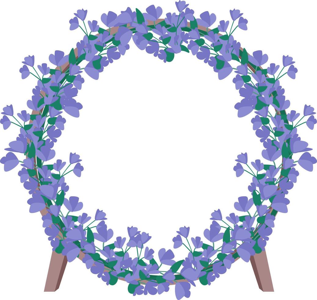 objeto de vetor de cor semi-plana de portão ornamental floral azul