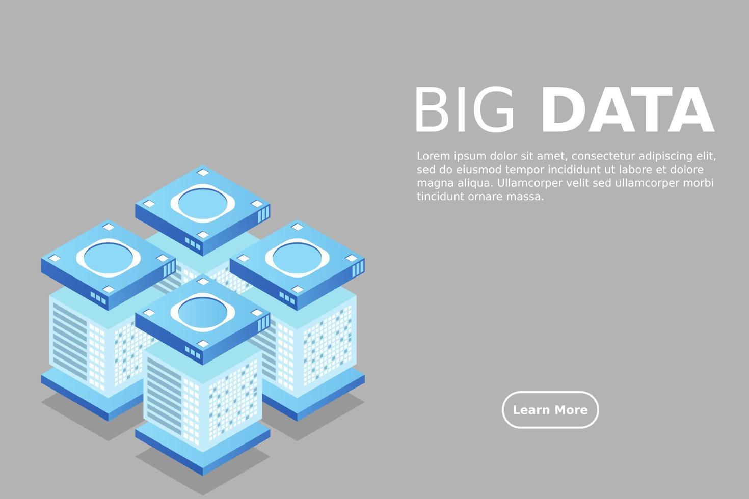 conceito de estação de energia de processamento de big data do futuro data center em rack da sala de servidores vetor