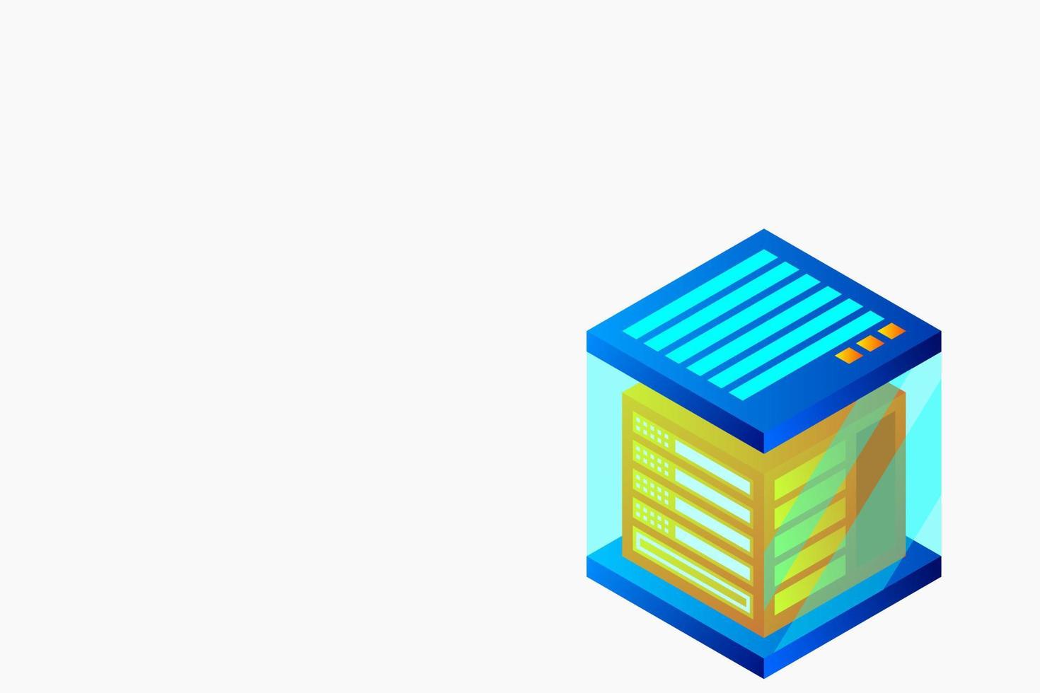 conceito de estação de energia de processamento de big data do futuro data center em rack da sala de servidores vetor