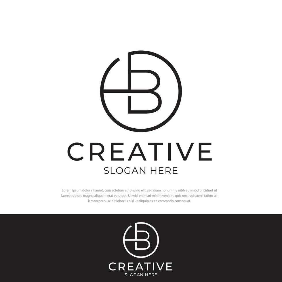 design de logotipo b criativo em círculo, ícone de vetor com base em risco b mínimo.