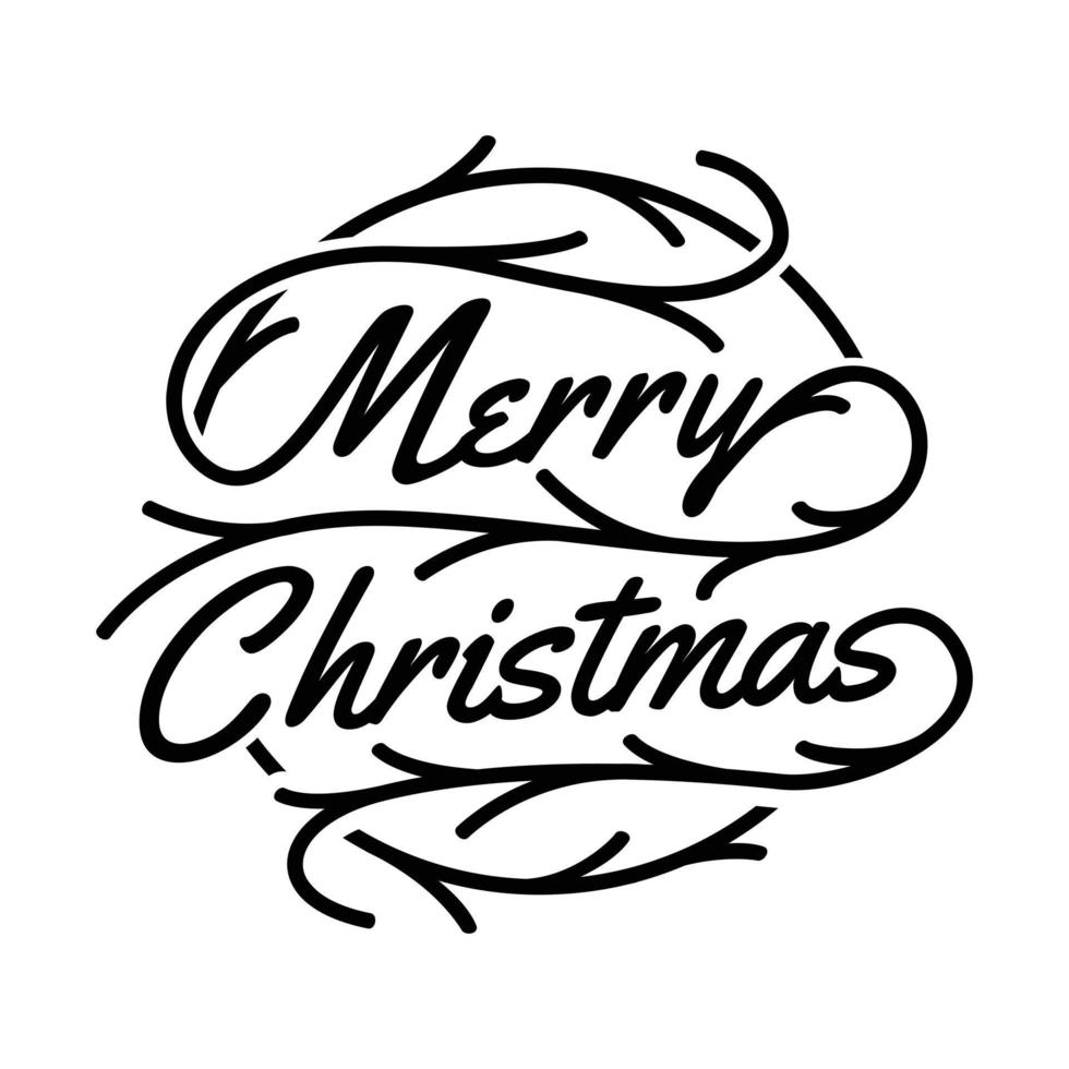 tipografia de feliz natal com estilo de arte de linha, design de modelo de logotipo e edição personalizada vetor