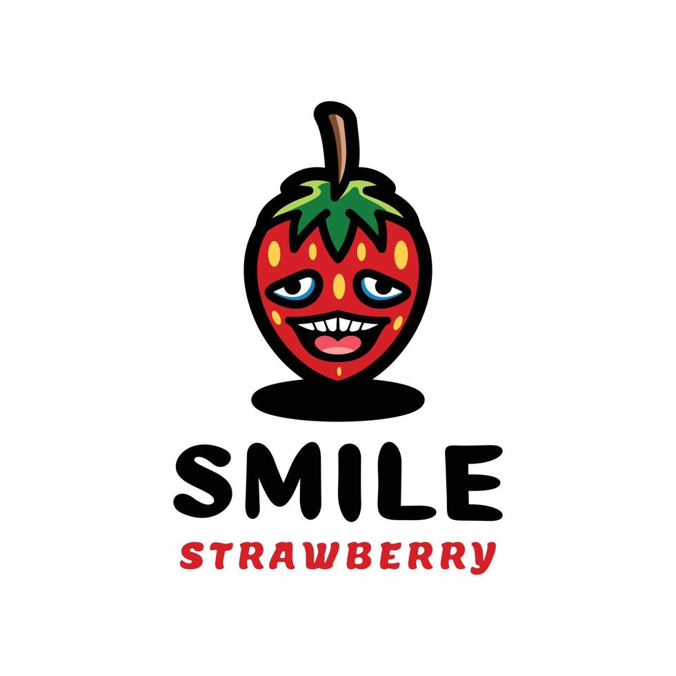 sorriso de fruta morango de design de logotipo simples mascote. resumo, emblema, design, conceito, logotipo, logotipo, elemento vetor