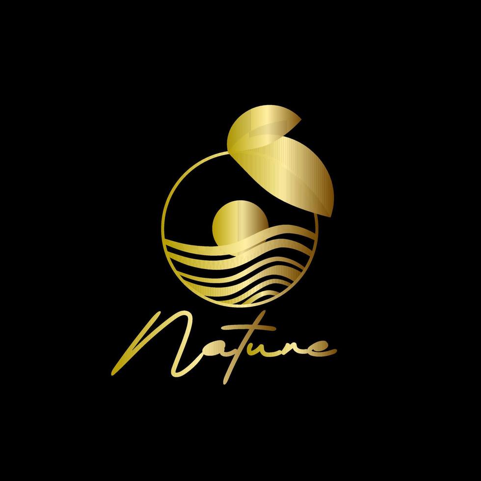 ícone do logotipo da natureza dourada para empresa de meio ambiente vetor