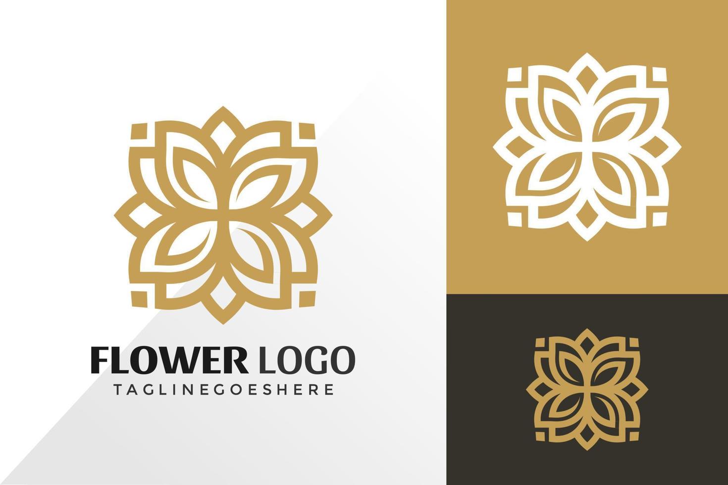 design de logotipo de ornamento de flores de luxo, conceito de designs de logotipos criativos para modelo vetor