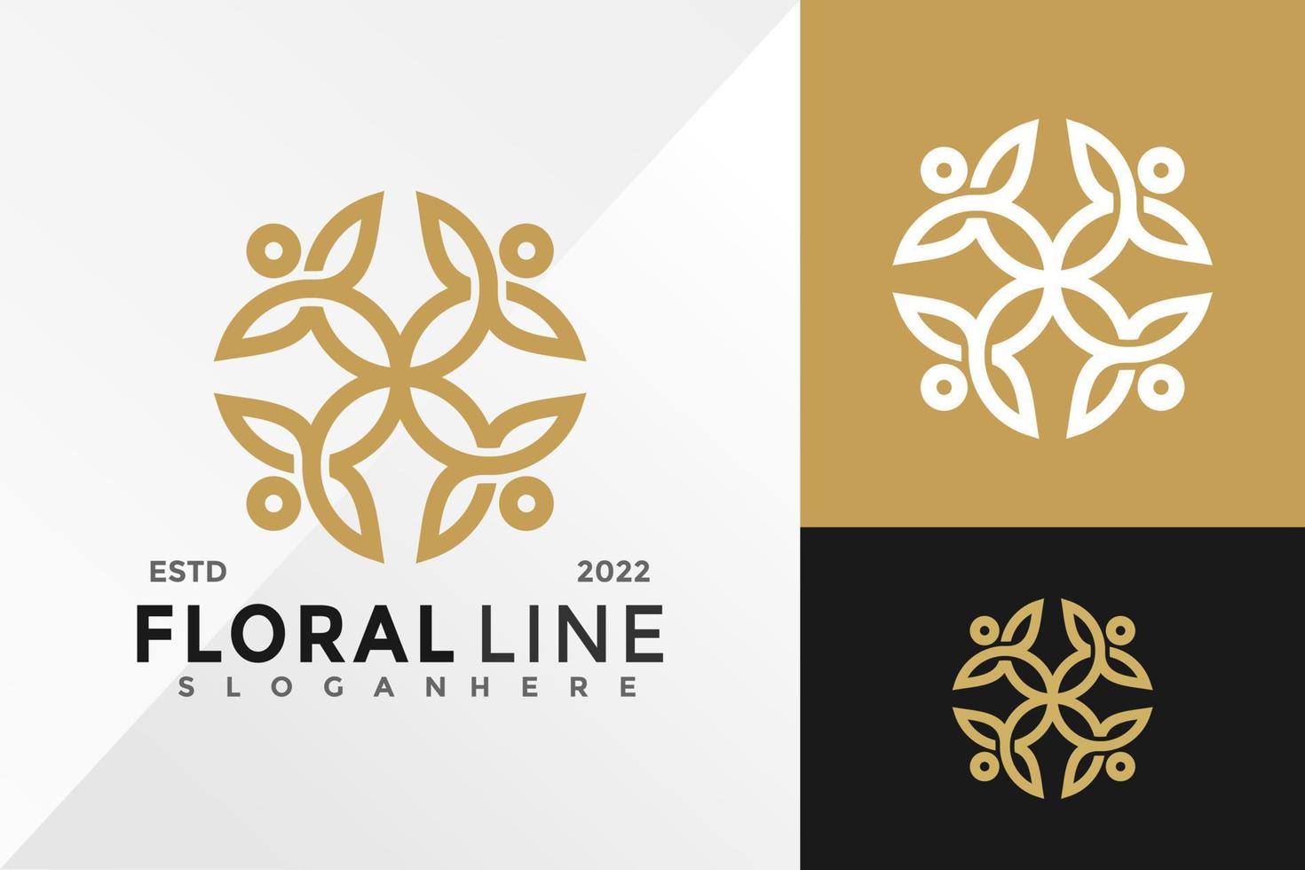 modelo de ilustração vetorial de design de logotipo de ornamento floral vetor