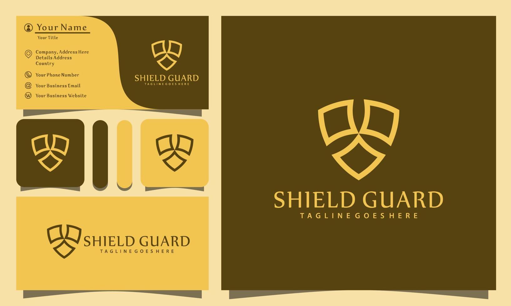 Minimalista elegante escudo protetor seta logotipo design ilustração vetorial com estilo de arte de linha, modelo de cartão de empresa moderno vetor