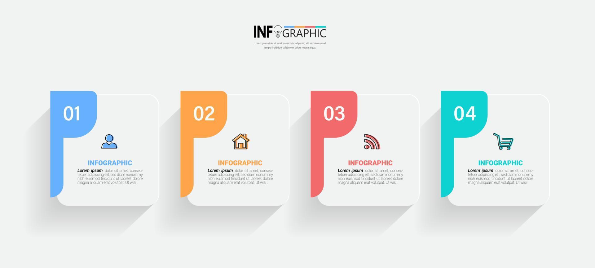 modelo de infográficos de negócios de quatro etapas vetor