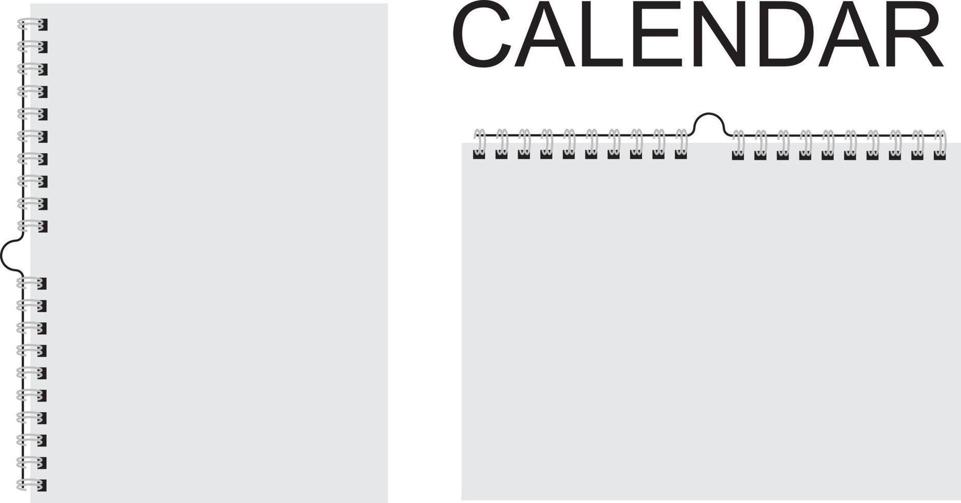 maquete de calendário. calendário está pendurado na parede. vetor