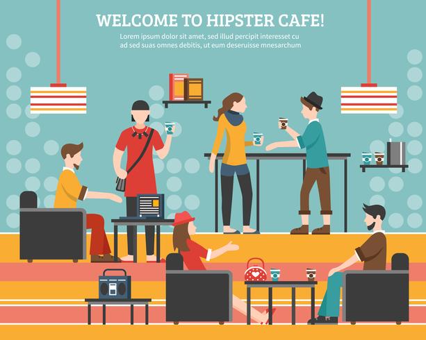 Ilustração em vetor plana café Hipster